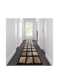 Budget ๐ฅฐ Menagerie Collection 3' x 10' Modern Animal Print Olefin Area Rug - Cheetah, Leopard, Zebra and Giraffe Design Raised Squares by Belnick โจ