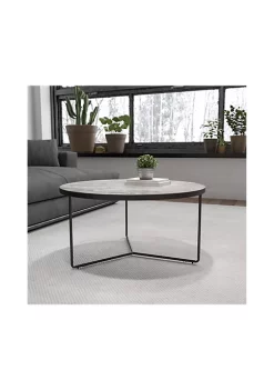 Promo 🔥 Providence Collection 31.5" Round Indoor Living Room Coffee Table in Faux Concrete Finish by Belnick ⌛