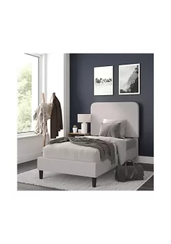 Brand new ❤️ Addison Light Grey Twin Fabric Upholstered Platform Bed - Headboard with Rounded Edges - No Box Spring or Foundation Needed by Belnick 🌟