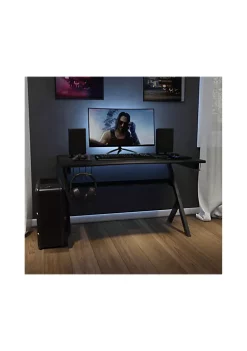 Outlet 🌟 Gaming Desk 45.25" x 29" Computer Table Gamer Workstation with Headphone Holder and 2 Cable Management Holes by Belnick 🥰