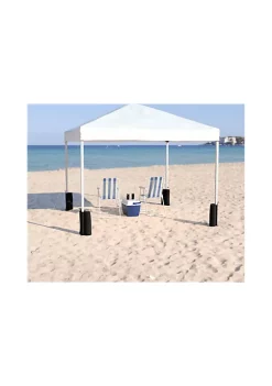 Outlet ✨ 10'x10' White Pop Up Event Straight Leg Canopy Tent with Sandbags and Wheeled Case by Belnick 🥰