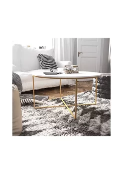 Budget β Hampstead Collection Coffee Table - Modern White Finish Accent Table with Crisscross Brushed Gold Frame by Belnick π₯°