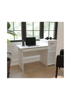 Coupon ๐ Highland Park White Computer Desk with Shelves and Drawer by Belnick ๐