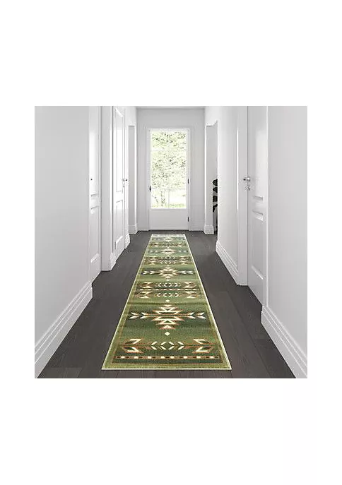 Buy π Lodi Collection Southwestern 2' x 11' Green Area Rug - Olefin Rug with Jute Backing for Hallway, Entryway, Bedroom, Living Room by Belnick 𧨠2 Buy π Lodi Collection Southwestern 2' x 11' Green Area Rug - Olefin Rug with Jute Backing for Hallway, Entryway, Bedroom, Living Room by Belnick 𧨠- Image 2