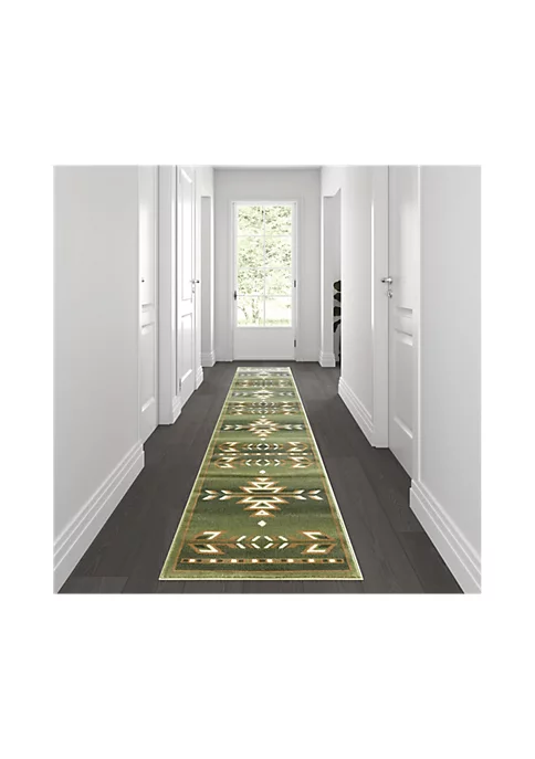 Buy π Lodi Collection Southwestern 2' x 11' Green Area Rug - Olefin Rug with Jute Backing for Hallway, Entryway, Bedroom, Living Room by Belnick 𧨠3 Buy π Lodi Collection Southwestern 2' x 11' Green Area Rug - Olefin Rug with Jute Backing for Hallway, Entryway, Bedroom, Living Room by Belnick 𧨠- Image 3