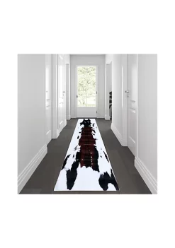 Best Sale π Barstow Collection 2' x 7' Brown Faux Cowhide Print Olefin Area Rug with Jute Backing for Living Room, Bedroom, Entryway by Belnick β