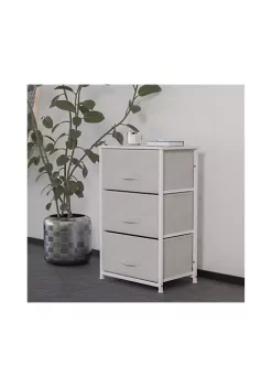 Brand new 🤩 3 Drawer Wood Top White Cast Iron Frame Vertical Storage 👗 Dresser with Light Gray Easy Pull Fabric Drawers by Belnick 👏