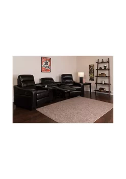 Deals π Futura Series 3-Seat Reclining Black LeatherSoft Theater Seating Unit with Cup Holders by Belnick π₯
