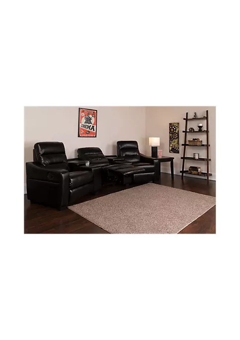 Deals π Futura Series 3-Seat Reclining Black LeatherSoft Theater Seating Unit with Cup Holders by Belnick π₯ 1 Deals π Futura Series 3-Seat Reclining Black LeatherSoft Theater Seating Unit with Cup Holders by Belnick π₯