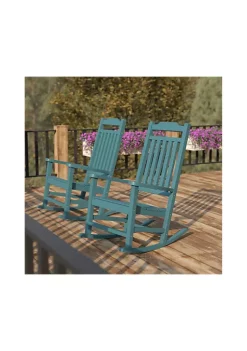 Brand new 🥰 Set of 2 Winston All Weather Rocking Chair in Teal Faux Wood by Belnick ❤️