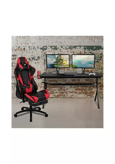 Cheapest π Gaming Desk and Red Footrest Reclining Gaming Chair Set - Cup Holder/Headphone Hook/Removable Mouse Pad Top/Wire Management by Belnick π₯ 1 Cheapest π Gaming Desk and Red Footrest Reclining Gaming Chair Set - Cup Holder/Headphone Hook/Removable Mouse Pad Top/Wire Management by Belnick π₯