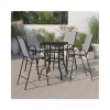 New ❤️ Outdoor Dining Set 4 Person Bistro Set Outdoor Glass Bar Table with Gray All Weather Patio Stools by Belnick 🔥
