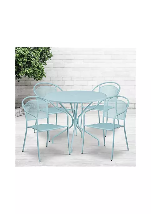 Top 10 โ๏ธ Commercial Grade 35.25" Round Indoor Outdoor Steel Patio Table Set with 4 Round Back Chairs by Belnick ๐ 1 Top 10 โ๏ธ Commercial Grade 35.25" Round Indoor Outdoor Steel Patio Table Set with 4 Round Back Chairs by Belnick ๐