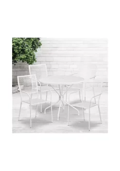 Top 10 🛒 Commercial Grade 35.25" Round Indoor Outdoor Steel Patio Table Set with 4 Square Back Chairs by Belnick ✨