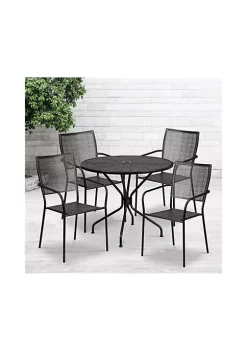Top 10 🛒 Commercial Grade 35.25" Round Indoor Outdoor Steel Patio Table Set with 4 Square Back Chairs by Belnick ✨ -Belnick Sales Shop Belk 662