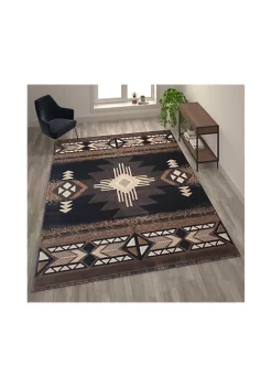 Best Pirce 🧨 Mohave Collection 8' x 10' Black Traditional Southwestern Style Area Rug - Olefin Fibers with Jute Backing by Belnick 👍