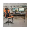 Brand new 😍 Black Gaming Desk and Orange/Black Racing Chair Set with Cup Holder, Headphone Hook & 2 Wire Management Holes by Belnick 😉