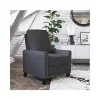 New ✨ Carson Transitional Style Push Back Recliner Chair - Pillow Back Recliner - Gray Fabric Upholstery - Accent Nail Trim by Belnick 💯