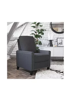 New ✨ Carson Transitional Style Push Back Recliner Chair - Pillow Back Recliner - Gray Fabric Upholstery - Accent Nail Trim by Belnick 💯