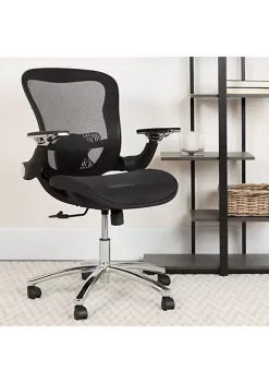 Promo 👏 Mid-Back Transparent Black Mesh Executive Swivel Ergonomic Office Chair with Synchro-Tilt & Height Adjustable Flip-Up Arms by Belnick ✨