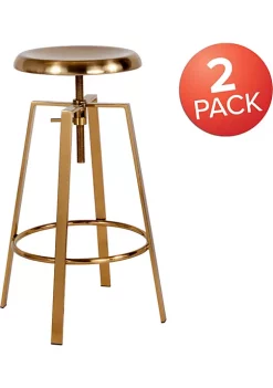 Buy 🧨 2 Pack Toledo Industrial Style Barstool with Swivel Lift Adjustable Height Seat in Gold Finish by Belnick ⭐