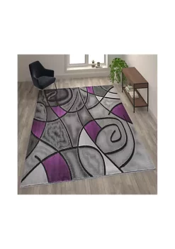 Cheapest 👍 Jubilee Collection Purple Abstract Area Rug - Olefin Rug with Jute Backing - Living Room, Bedroom, & Family Room by Belnick 🎉