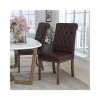 Deals ✔️ HERCULES Series Brown LeatherSoft Parsons Chair with Rolled Back, Accent Nail Trim and Walnut Finish by Belnick 🥰
