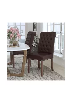 Deals βοΈ HERCULES Series Brown LeatherSoft Parsons Chair with Rolled Back, Accent Nail Trim and Walnut Finish by Belnick π₯°