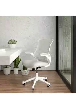 Deals π Mid-Back Light Gray Mesh Swivel Ergonomic Task Office Chair with White Frame and Flip-Up Arms by Belnick π