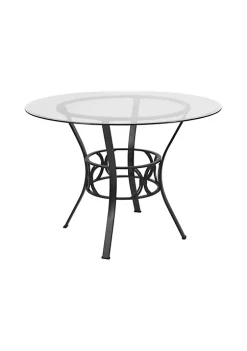 Budget π Carlisle 42'' Round Glass Dining Table with Black Metal Frame by Belnick π