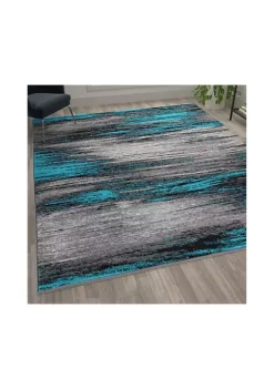 Top 10 🔥 Rylan Collection Turquoise Abstract Area Rug-Olefin Rug with Jute Backing for Hallway, Entryway, Bedroom, Living Room by Belnick ⌛