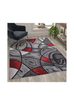 Discount 🛒 Jubilee Collection 5' x 7' Red Abstract Area Rug - Olefin Rug with Jute Backing - Living Room, Bedroom, & Family Room by Belnick 🧨