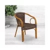 Outlet 😉 Cadiz Series Dark Brown Rattan Restaurant Patio Chair with Red Bamboo Aluminum Frame by Belnick 🧨