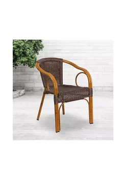 Outlet 😉 Cadiz Series Dark Brown Rattan Restaurant Patio Chair with Red Bamboo Aluminum Frame by Belnick 🧨