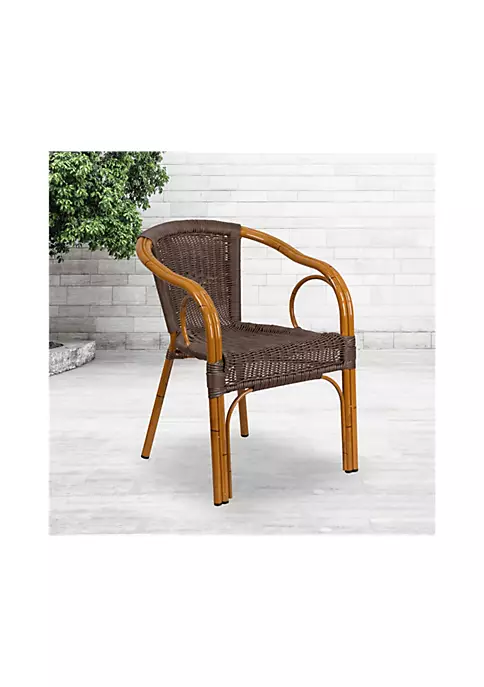 Outlet π Cadiz Series Dark Brown Rattan Restaurant Patio Chair with Red Bamboo Aluminum Frame by Belnick 𧨠2 Outlet π Cadiz Series Dark Brown Rattan Restaurant Patio Chair with Red Bamboo Aluminum Frame by Belnick 𧨠- Image 2