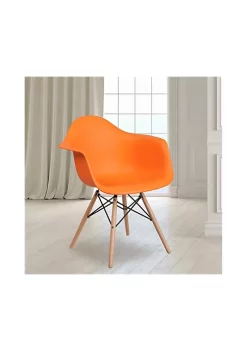 Flash Sale 👍 Alonza Series Orange Plastic Chair with Wooden Legs by Belnick 🔥