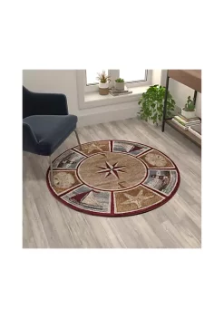 Hot Sale ✨ Inis Collection Round Nautical Area Rug with Jute Backing for Living Room, Bedroom, Entryway by Belnick ⌛ -Belnick Sales Shop Belk 804
