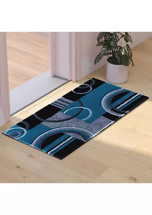 Outlet β Audra Collection 2' x 3' Turquoise Geometric Abstract Area Rug - Olefin Rug with Jute Backing - Entryway, Living Room, or Bedroom by Belnick π€© 2 Outlet β Audra Collection 2' x 3' Turquoise Geometric Abstract Area Rug - Olefin Rug with Jute Backing - Entryway, Living Room, or Bedroom by Belnick π€© - Image 2