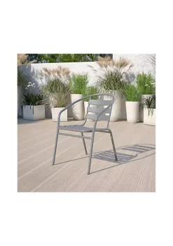 Outlet 🌟 Silver Metal Restaurant Stack Chair with Aluminum Slats by Belnick 😍