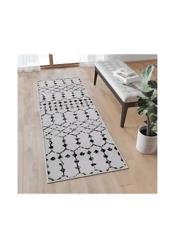 Flash Sale ๐ฅ Geometric Bohemian Low Pile Rug - 2'x6' - Ivory/Black by Belnick ๐