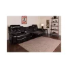 Budget 🌟 Reel Comfort Series 3-Seat Reclining Black LeatherSoft Theater Seating Unit with Straight Cup Holders by Belnick 👍