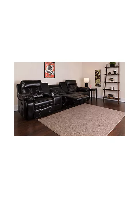 Budget π Reel Comfort Series 3-Seat Reclining Black LeatherSoft Theater Seating Unit with Straight Cup Holders by Belnick π 2 Budget π Reel Comfort Series 3-Seat Reclining Black LeatherSoft Theater Seating Unit with Straight Cup Holders by Belnick π - Image 2