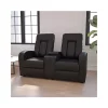 Hot Sale ✨ Eclipse Series 2-Seat Reclining Black LeatherSoft Theater Seating Unit with Cup Holders by Belnick 🛒