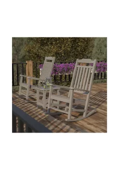 Cheapest ๐ Set of 2 Winston All Weather Poly Resin Rocking Chairs with Accent Side Table in Gray by Belnick ๐