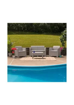 Best reviews of 🤩 4 Piece Outdoor Faux Rattan Chair Loveseat and Table Set by Belnick ✔️