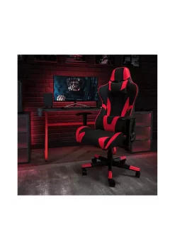 Buy 😍 Red Gaming Desk and Red/Black Reclining Gaming Chair Set with Cup Holder and Headphone Hook by Belnick 🎉