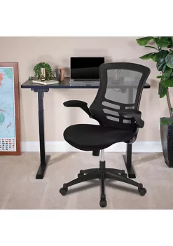 New 𧨠Black Electric Height Adjustable Standing Desk with Black Mesh Swivel Ergonomic Task Office Chair by Belnick π