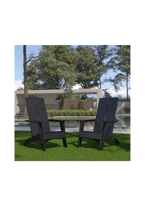 Budget π Set of 2 Sawyer Modern All Weather Poly Resin Wood Adirondack Chairs in Black by Belnick π 1 Budget π Set of 2 Sawyer Modern All Weather Poly Resin Wood Adirondack Chairs in Black by Belnick π