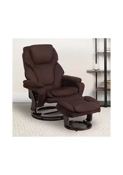 Promo 😀 Contemporary Multi-Position Recliner and Ottoman with Swivel Mahogany Wood Base by Belnick 😉 -Belnick Sales Shop Belk 893
