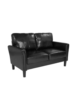 Buy β¨ Bari Upholstered Loveseat in Black LeatherSoft by Belnick π